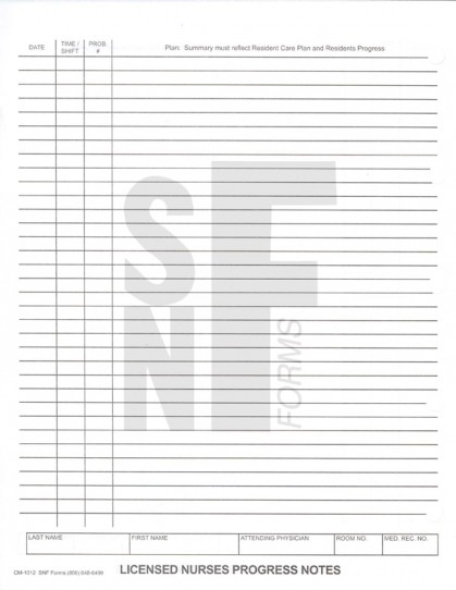 Licensed Nurses Progress Notes: CM-1012 (1)