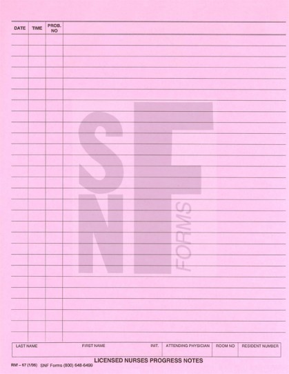 Licensed Nurses Progress Notes: RNf-67 (1)