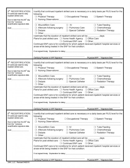 Certification and Recertification: SNF-1005 (2)