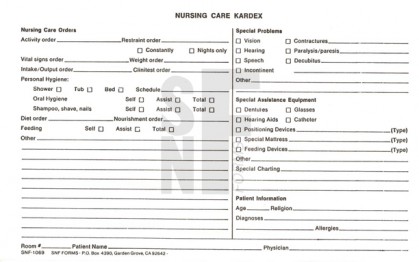 Nursing Care Kardex: SNF-1069 (1)