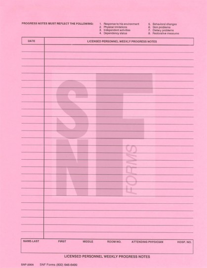 Licensed Nurses Progress Notes: SNF-2004 (1)