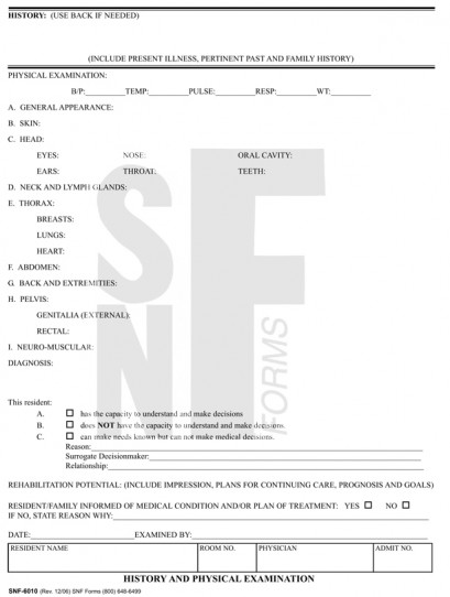 History and Physical: SNF-6010 (1)