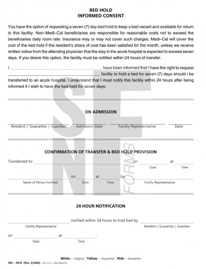 Bed Hold Informed Consent: SNF-8010 (1)