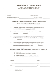 Advance Directive Signature Sheet: SNF-8013B (1)