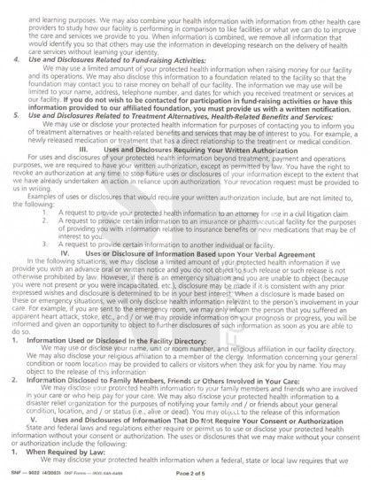 HIPPA- Notice of Privacy Practices - 5 pgs: SNF-9022 (2)
