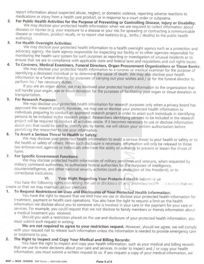 HIPPA- Notice of Privacy Practices - 5 pgs: SNF-9022 (3)